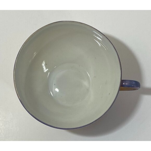 Vintage Chikaramachi Lusterware Teacup Saucer Set Windmill Tree Blue Trim Japan - Picture 6 of 9